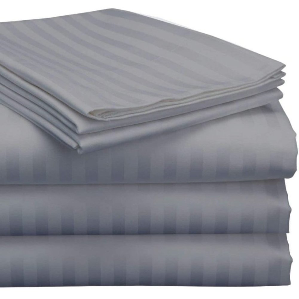 Split California King Sheets for Adjustable Beds - Silver Stripe (5 Pc)